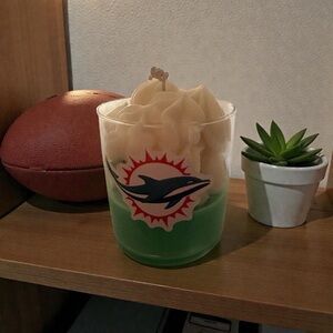Miami football theme handmade 16oz candle fireside with apple & maple bourbon
